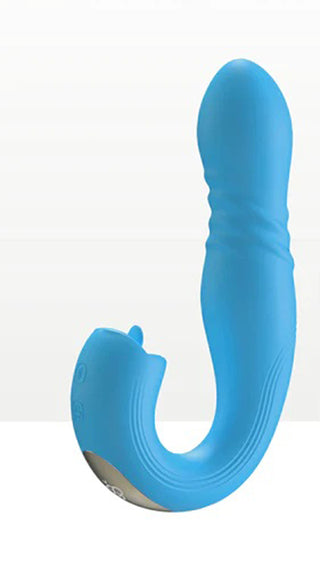 App Controlled Thrusting G-Spot Vibrator - Blue