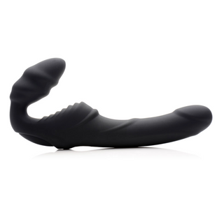 Ribbed Vibrating Silicone Strapless Strap-On
