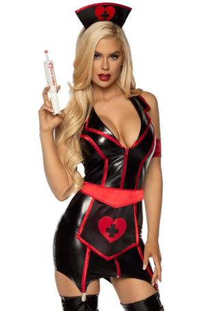 Naughty Nurse Costume - Medium - Black/red LA-86926BLKM