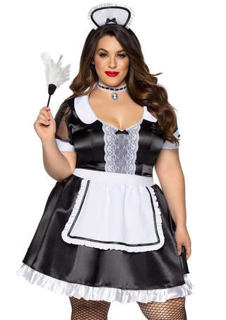 Plus Classic French Maid Costume - 3x/4x - Black / White LA-86922XBK3X4